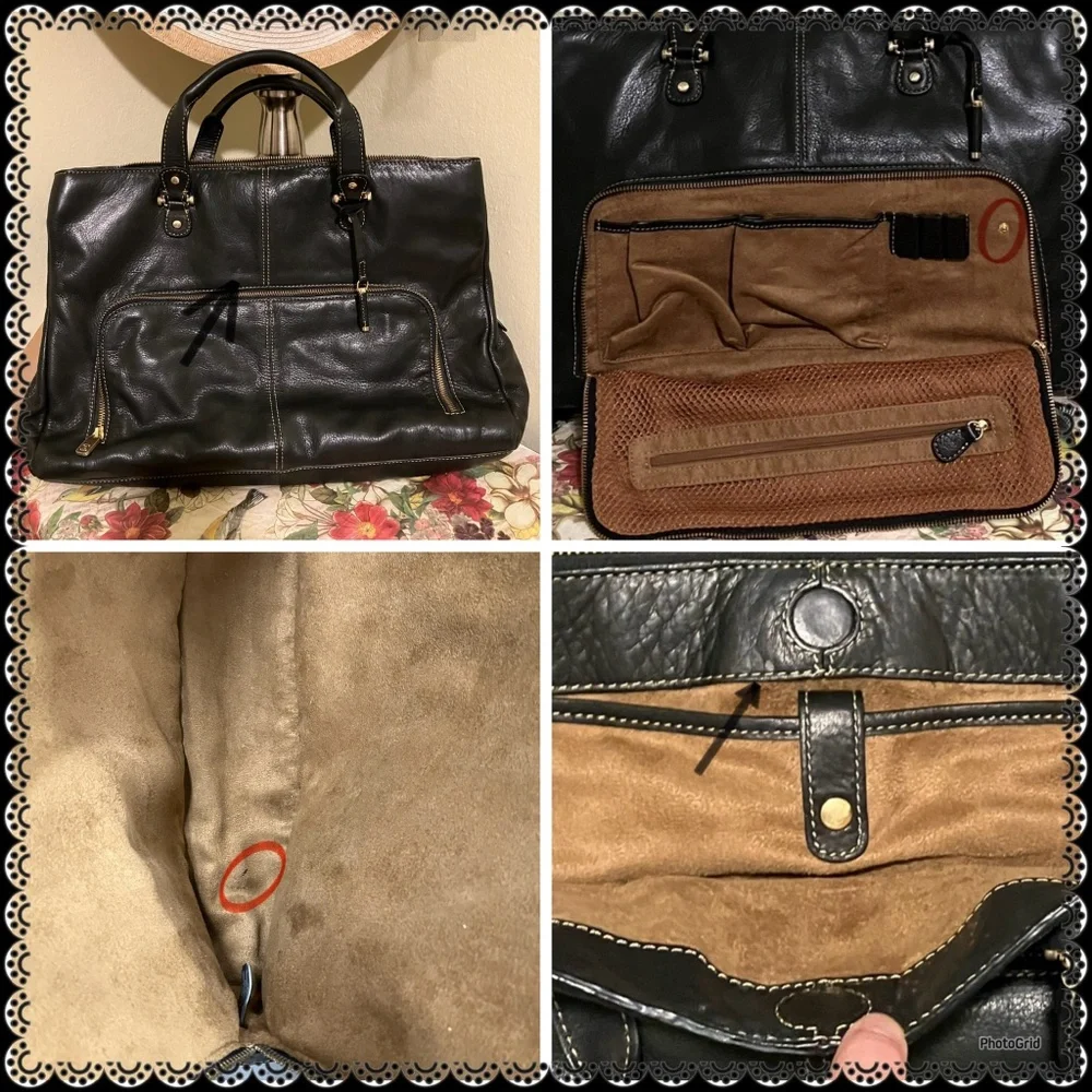 Liz Claiborne Black Leather Briefcase Laptop Bag